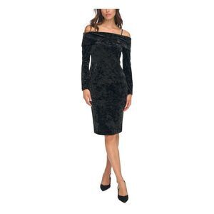 CALVIN KLEIN Womens Black Lined Adjustable Shoulder Straps Long Sleeve Dress 2